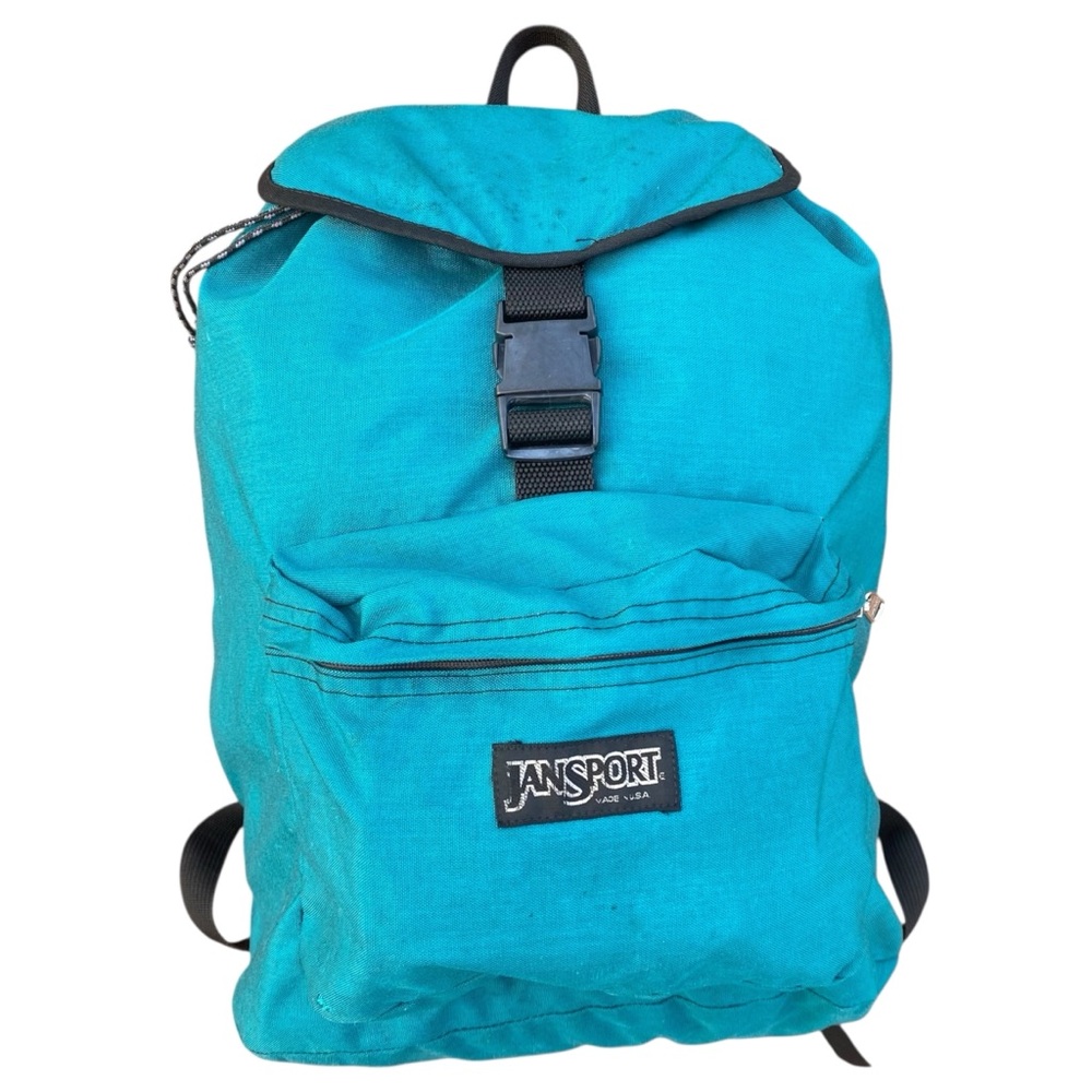 Jansport Vintage Cinch Top Daypack Backpack Made In USA Turquoise Pack Travel